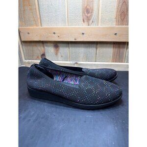 Skechers Cleo Wedge Shoes Size 10 Black Multi-Dot Slip On